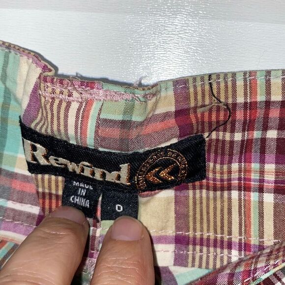 Rewind Womens Multicolor Plaid Button Low Rise Bermuda Shorts Size 0 - Picture 3 of 6